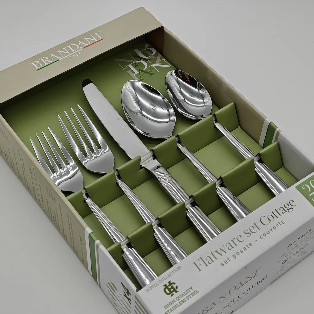 Brandani Italy 20 Piece COTTAGE Stainless Flatware Set Hotel Collection New